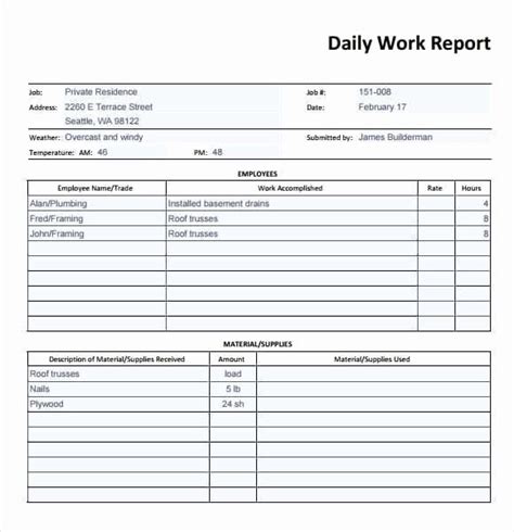 Construction Daily Report Template Excel Best Of 10 Daily Report