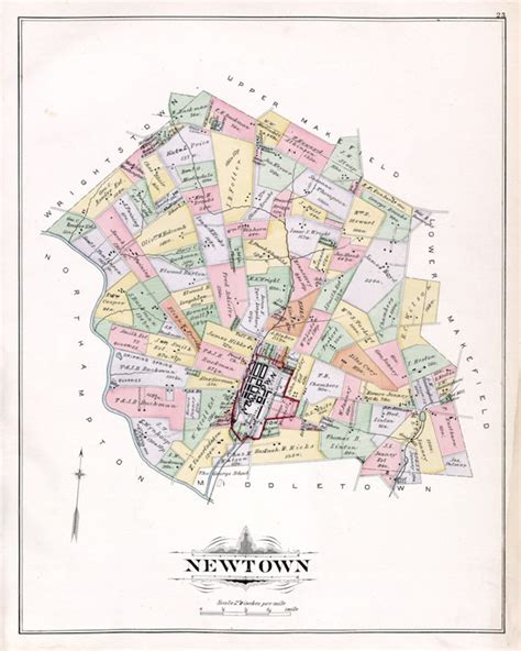 1891 Map Of Newtown Township Bucks County Pennsylvania Etsy
