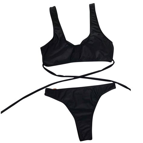 buy [yc] women bandage hollow out sexy bikini push up pad swimwear swimsuit beachwear set at