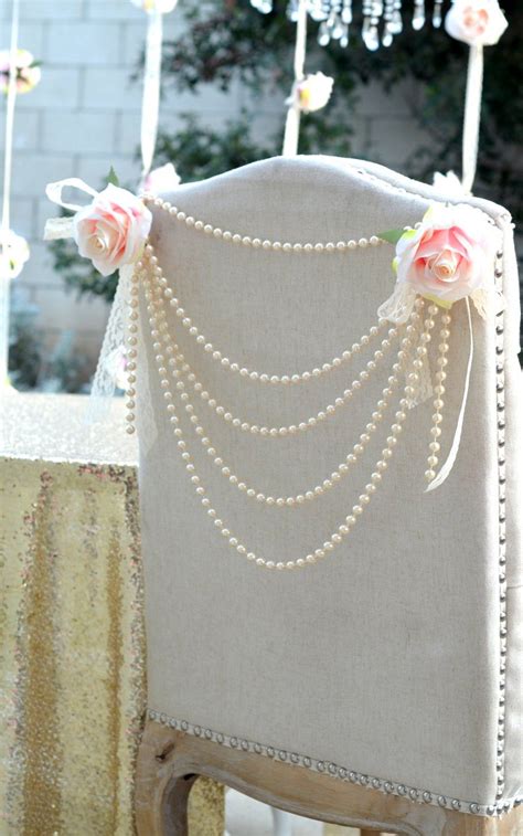 Pearl Wedding Chair Decor Sweetheart Table Decor Brides Etsy Decoration Mariage Romantique