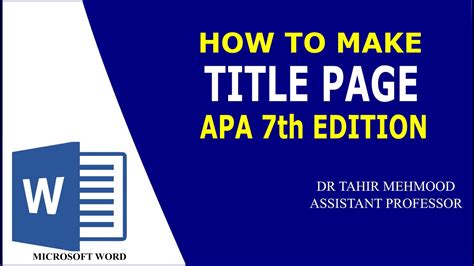 How To Make A Title Page Apa 7th Edition Apa Style 7th Edition