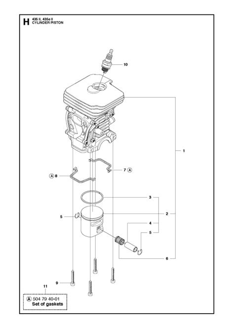 Husqvarna 435 Ii Chainsaw Cylinder Piston Spare Parts Diagram