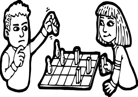 Boy And Girl Board Game Coloring Page