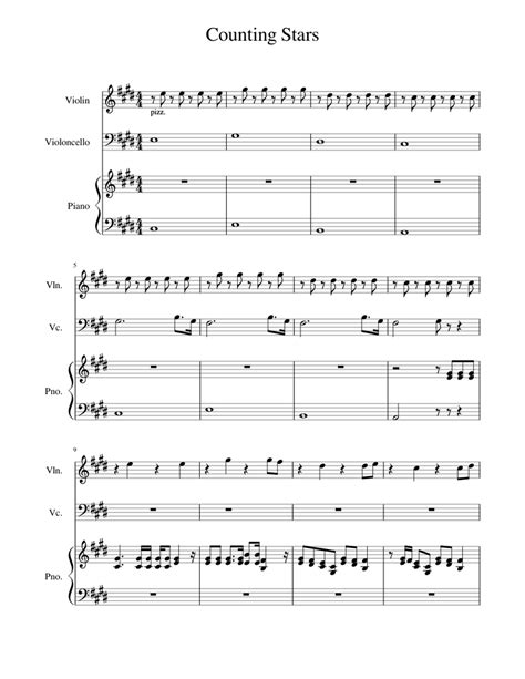 Counting Stars Piano Trio Sheet Music For Piano Violin Cello Piano
