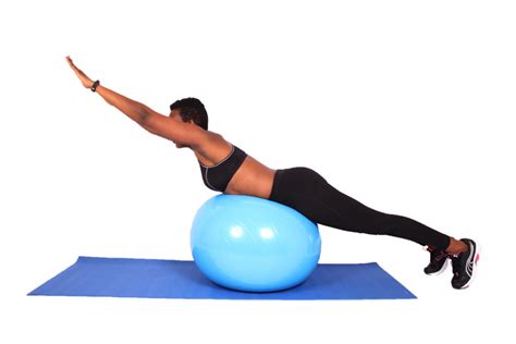 Fitness Woman Doing Back Extensions Exercise On Swiss Ball High