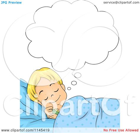 Cartoon Of A Blond Boy Dreaming Royalty Free Vector Clipart By Bnp