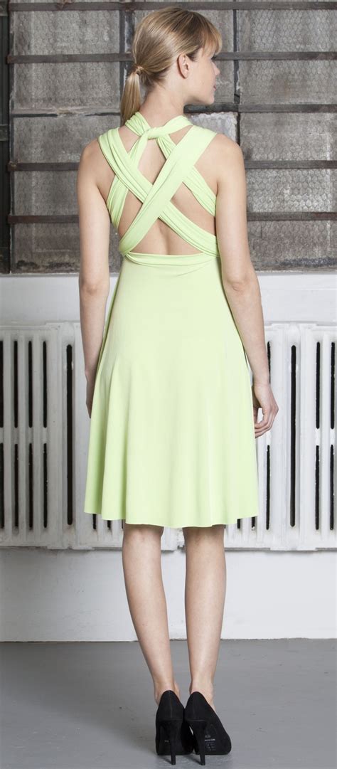 Newvon Vonni Short Transformer Dress In Lime Green View From The Back