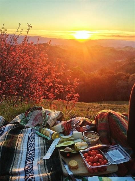 Picnic By Sunset Fall Picnic Outdoor Scenery