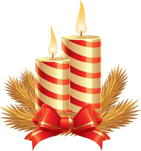 Striped Christmas Candle With Tiny Bow Png Image Purepng Free