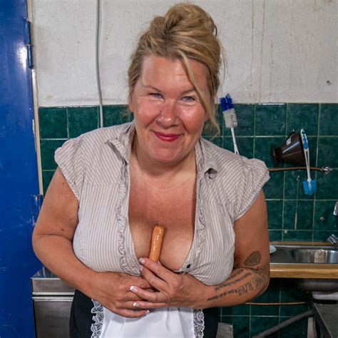 Big Breasted Cleaning Lady Gets Dirty In The Kitchen From Her Work