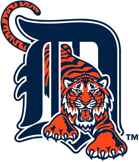 The Detroit Tigers Logo Is Shown On A White Background With Blue And