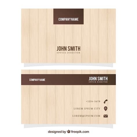 Business Card With Wood Texture Free Vector