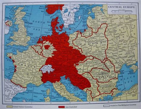 1943 Antique Wartime Europe Map Vintage Map Of Europe The Etsy Art