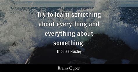 Try To Learn Something About Everything And Everything About Something