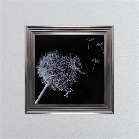 Dandelion Blowing Right On Black Background Framed Wall Art Shh Interiors