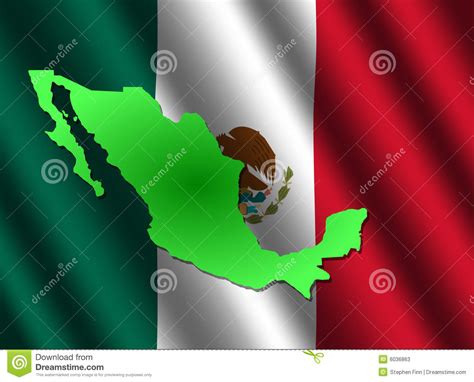 Map Of Mexico On Flag Stock Photos Image 6036863
