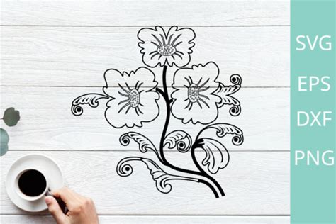 Flower Outline Svg Png Graphic By Chamsae Studio Creative Fabrica