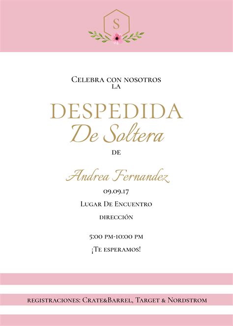 Invitaciones Imprimibles Para Despedida De Soltera Rosa Y Oro Mas