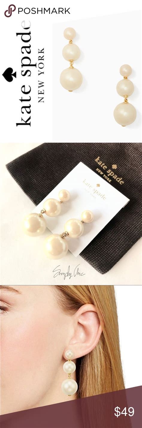 New Kate Spade K Gold Plated Pearl Drop Earrings Pearl Drop
