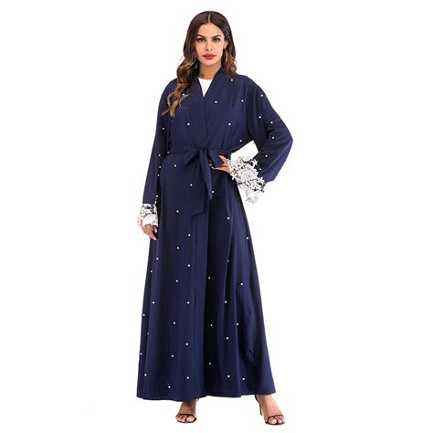 abaya muslim lace cardigan women beaded open robe islam dubai maxi dress kaftan ebay