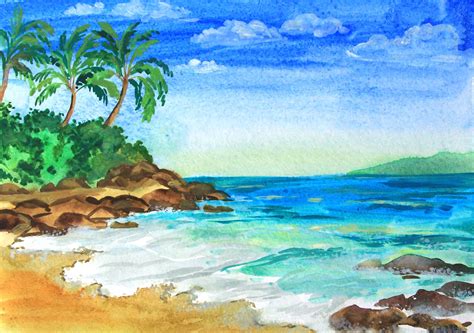 Hawaii Painting Watercolor Original Art Seascape Painting Etsy