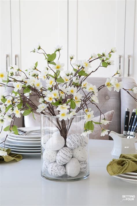 Floral Arrangement With Diy Easter Egg Filler Setting