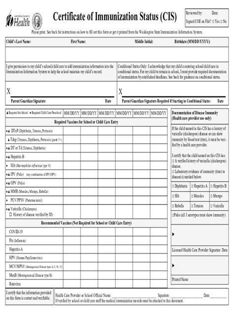 Certificate Of Immunization Form Fill Out And Sign Online Dochub