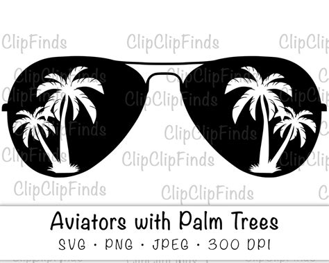Aviator Sunglasses Shades With Palm Trees Vacation SVG Etsy