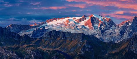 Mountains Glacier Summit Nature Sunset Hd Wallpaper Pxfuel