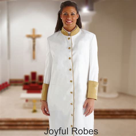 W Women S Clergy Pastor Robe White Gold Clergy Women Ministry