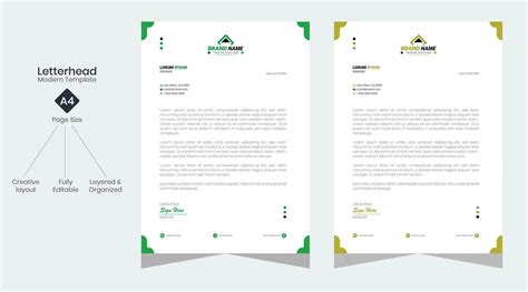 Corporate Modern Letterhead Design Template With Yellow Blue Green