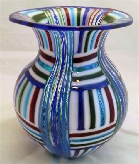 Blown Glass Vase Rolled Up By Ryan Staub From A Fused Glass Panel By Carrie Strope Using 96 Cane
