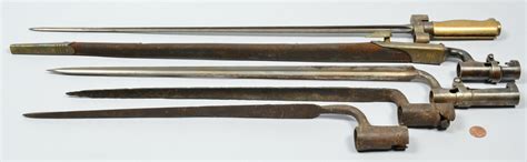 Lot 419 5 War Era Bayonets Incl Civil War Case Antiques