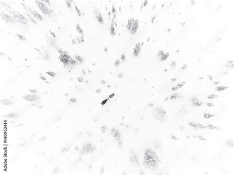aerial view of snowmobile on snow covered landscape stock foto adobe stock