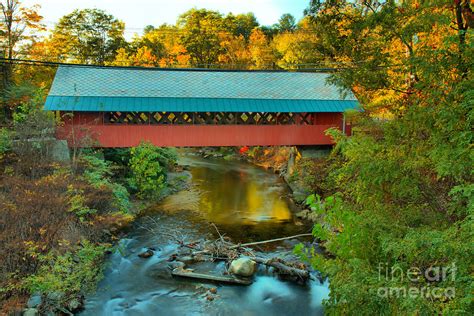 Creamery Covered Bridge Fall Foliage Photograph By Adam Jewell Pixels