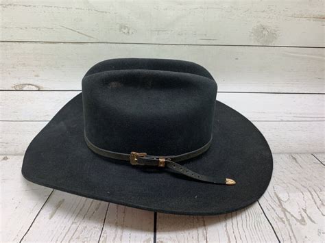 Mens Vintage Stetson 4x Beaver Black Cowboy Hat Sz 6 Gem