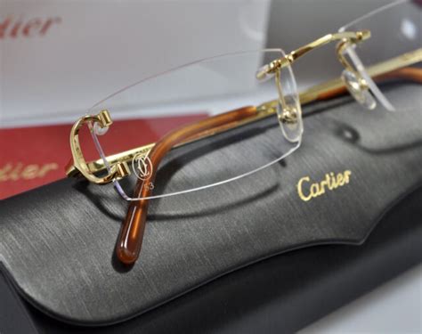 cartier c décor ct0092o rimless sunglasses gold for sale online ebay