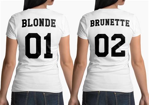 fashion brunette blonde printed bbf best friend t shirt women sister short sleeve loose shirt