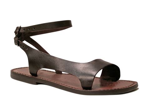 women sandals in dark brown leather handmade sizes eu35 41 on luulla