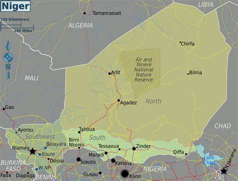 Landkarte Niger Karte Regionen Karten Und