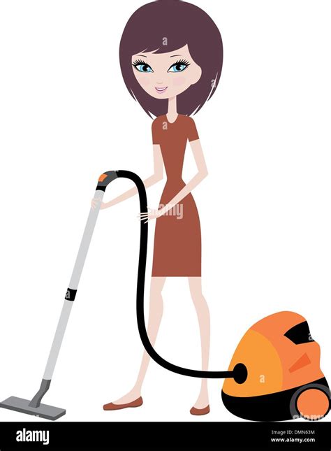 pretty girl with vacuum cleaner stock vector image and art alamy