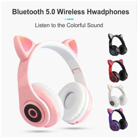 Led Cat Ear B39 Noise Canceling Headset Foldable Stereo Wireless