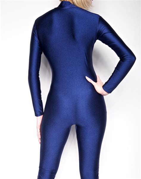Navy Blue Mock Neck Long Sleeve Unitard Dancewear Bodysuit Costume Reg