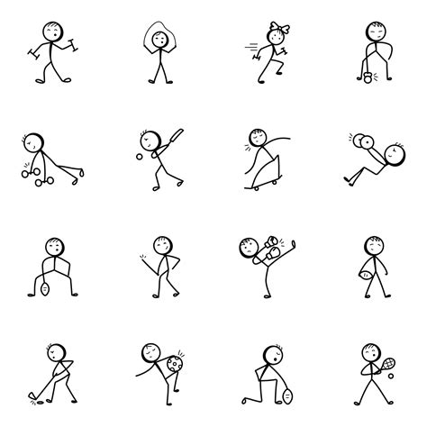 Stick Figure Activities Hand Drawn Icons 7507738 Vector Art At Vecteezy