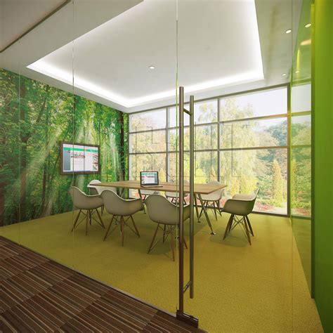Forest Meeting Room With Green Interior Design