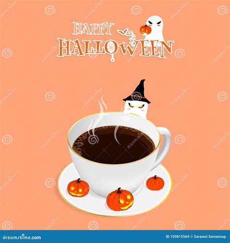 Happy Halloween Isometric Coffee Vector Stock Vector Illustration Of