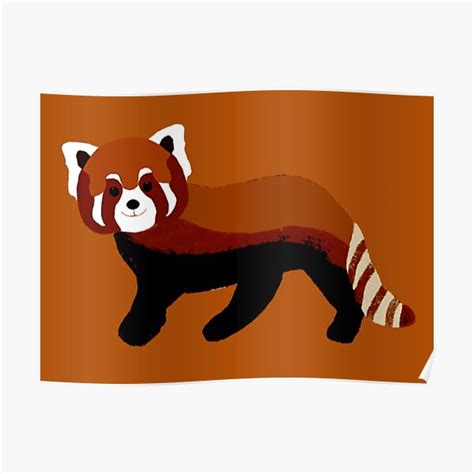 Smiling Red Panda On Red Poster For Sale By Glowvim Redbubble