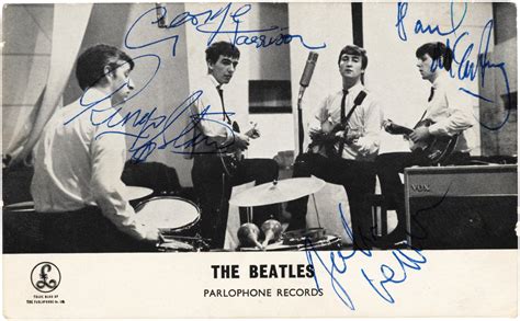 The Beatles Vintage Autographed Parlophone Records Promotional Postcard 1963