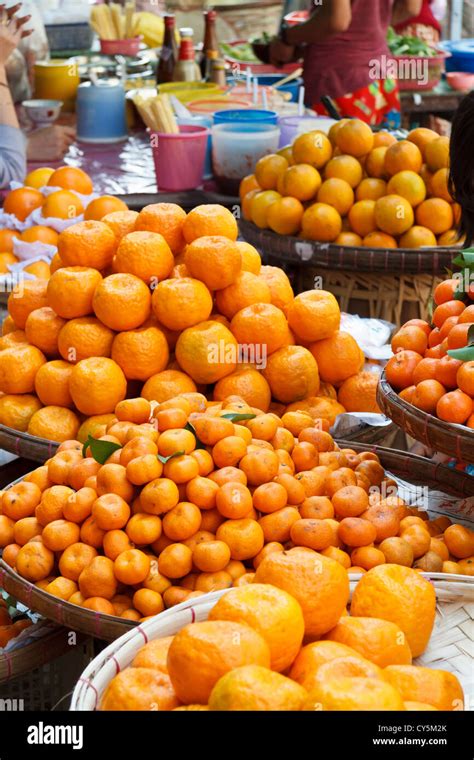 Sale Of Fresh Fruits On A Market In Rangoon Myanmar Stock Photo Alamy