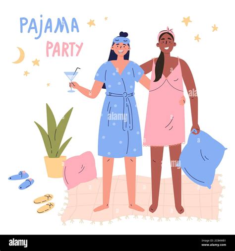 Pajama Party Vector Cartoon Illustration Stock Vector Image And Art Alamy